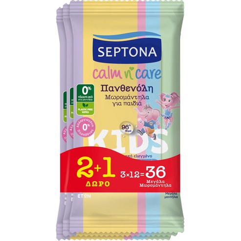 Septona Promo Calm n\' Care Kids 3 Years+ Wipes 36 бр (3x12 бр)