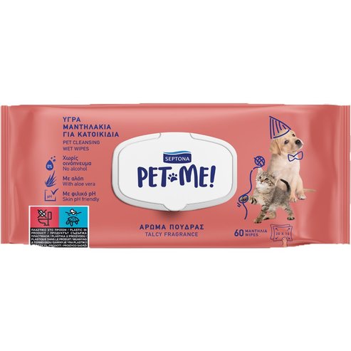Septona Pet Me! Cleaning Wet Wipes Talcy 60 бр