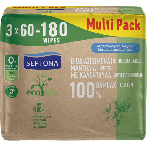 Septona Multi Pack Ecolife Baby Wipes 180 бр (3x60 бр)