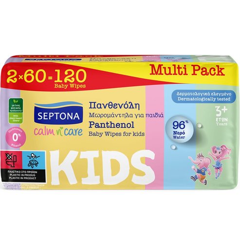 Septona Calm n\' Care Kids Multi Pack 3 Years+ Wipes 120 бр (2x60 бр)