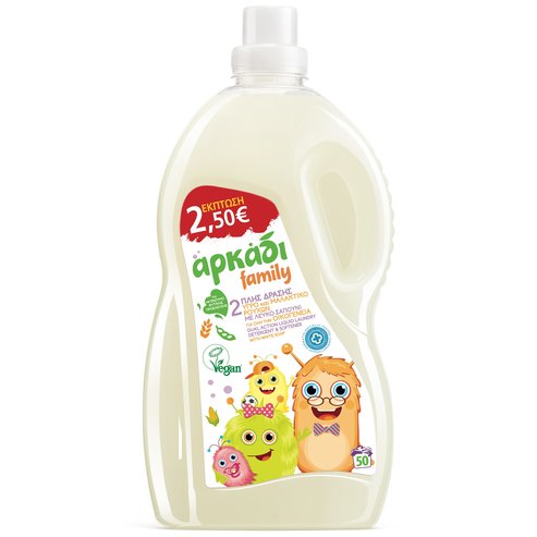 Αρκάδι Promo Family Dual Action Liquid Laundry Detergent & Softener with White Soap 3000ml на специална цена