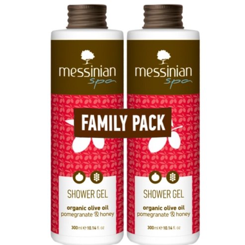 Messinian Spa Promo Organic Olive Oil Pomegranate & Honey Shower Gel 600ml (2x300ml)