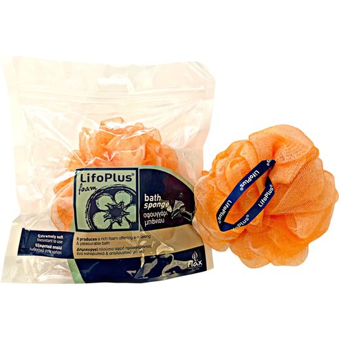Lifoplus Гъба за баня двуцветна оранжево бяла 1 брой
