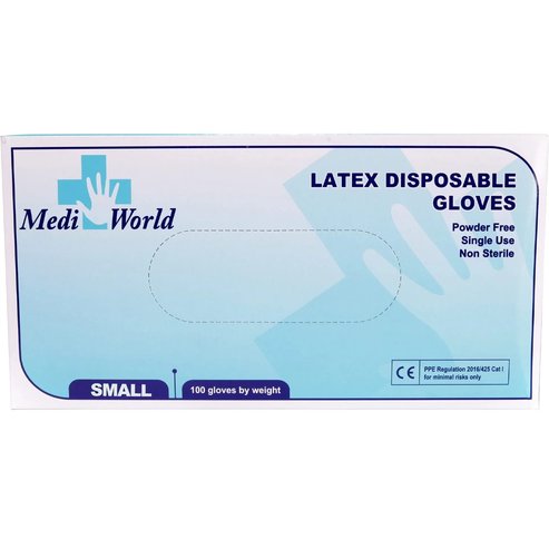 Medi World Poweder Free Latex Disposable Gloves 100 бр - Small