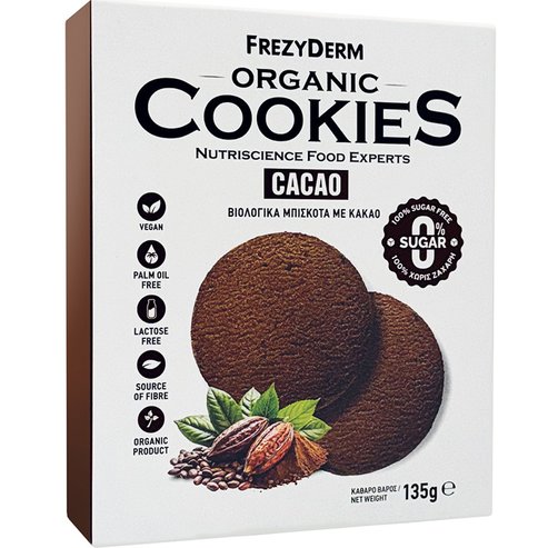 Frezyderm Organic Cookies Био Бисквити за Деца & Възрастни Без Палмово Масло & Захар с Вкус Какао 135g - Cacao
