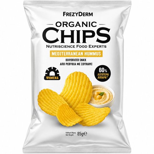 Frezyderm Organic Chips Биологичен печен снак от нахут с хумус 85g - Mediterranean Hummus