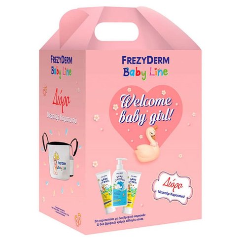 Frezyderm Gift Set Welcome Baby Girl Baby Shampoo 300ml, Baby Cream 2x175ml & Подарък за инвалидна количка