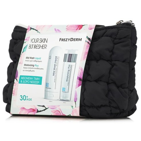 Frezyderm Promo Mild Wash Liquid pH7 200ml & Moisturizing Plus Cream 30+, 50ml & Подаръчна торбичка