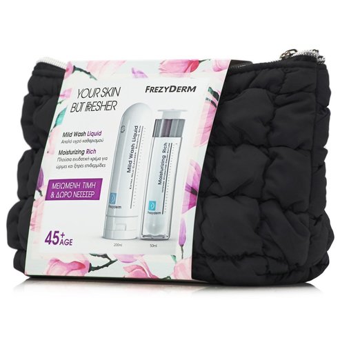 Frezyderm Promo Mild Wash Liquid pH7 200ml & Moisturizing Rich Cream 45+, 50ml & Подаръчна торбичка