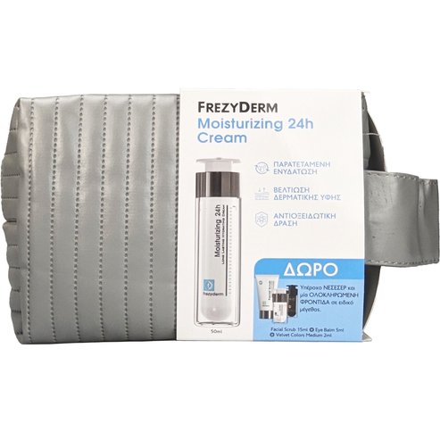 Frezyderm Promo Moisturizing 24h Cream 50ml & Facial Scrub 15ml & Eye Balm 5ml & Velvet Colors Medium 2ml & торбичка