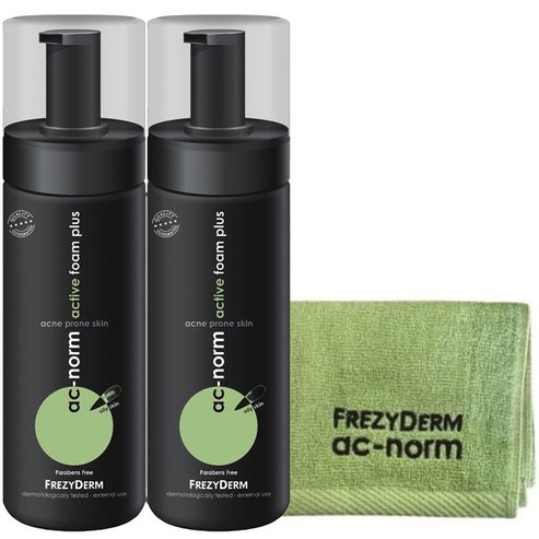 Frezyderm Promo Ac-Norm Active Foam Plus for Acne Prone Skin 2x150ml & Подарък Antibacterial Face Towel 1 бр