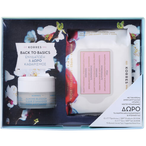 Korres Промо комплект Almond Blossom Cream 40ml за мазна - комбинирана кожа & Подарък Milk Proteins Почистващи кърпички 25 бр.