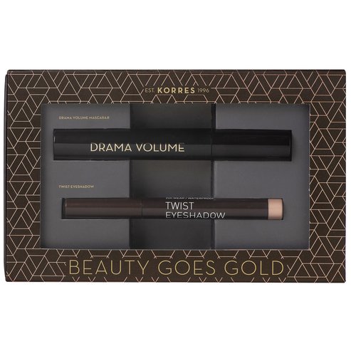 Korres Промо комплект Drama Volume Mascara Black 11ml & Twist Eyeshadow 68 Golden Pink 1.4gr на Промо цена