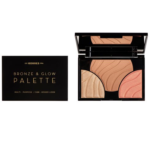 Korres Bronze & Glow Palette Три нюанса Palette Bronzer, Highlighter & Blush за естествен резултат Шампанско Glow 20gr