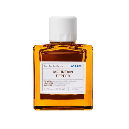 Korres Mountain Pepper Eau de Toilette Вечен мъжки аромат с нотки Портокал, Litsea, Cubeba, Бергамот 50ml
