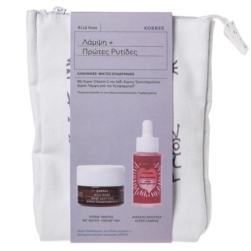 Korres Promo Wild Rose Day Cream 40ml & Brightening Booster 30ml & Greek Yoghurt Foaming Cleanser 20ml