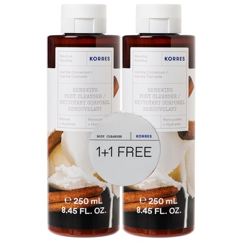 Korres PROMO PACK Vanilla Cinnamon Renewing Body Cleanser 2x250ml