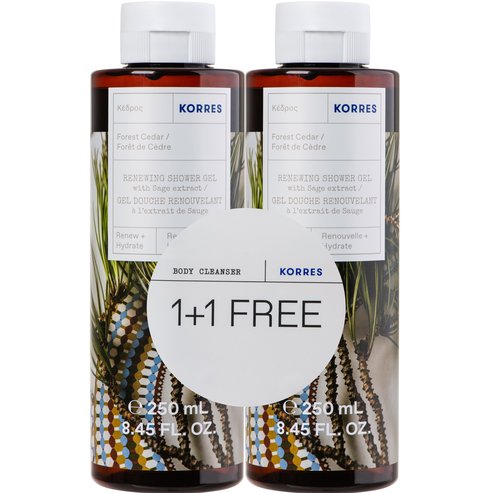 Korres Promo Forest Cedar Renewing Shower Gel with Sage Extract 2x250ml (1+1 Подарък)