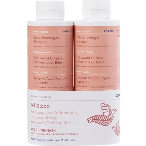 Korres Promo Baby Showergel & Shampoo From Birth 2x250ml (1+1 Подарък)