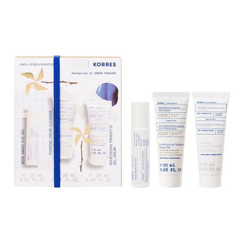 Korres Promo Wide Awake Eye Gel 15ml & Foaming Cream Clenser 20ml & Nourishing Probiotic Gel-Cream 20ml