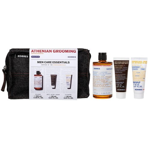 Korres Promo Athenian Grooming Bergamot & Leather Eau de Cologne 100ml & Δώρο Anti-Aging Multi-Defender Recipe 20ml & Δώρο  Barber\'s Face & Beard Cleanser 20ml & Δώρο Νεσεσέρ 1 Τεμάχιο