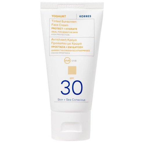 Korres Yoghurt Tinted Sunscreen Face Cream Protect & Hydrate Spf30, 50ml