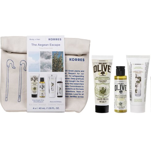 Korres Promo Pure Greek Olive Oil Blossom Body Milk 40ml & Showergel 40ml & Aloe & Dittany Shampoo 40ml & Condtioner 40ml & Подарък торбичка 1 бр