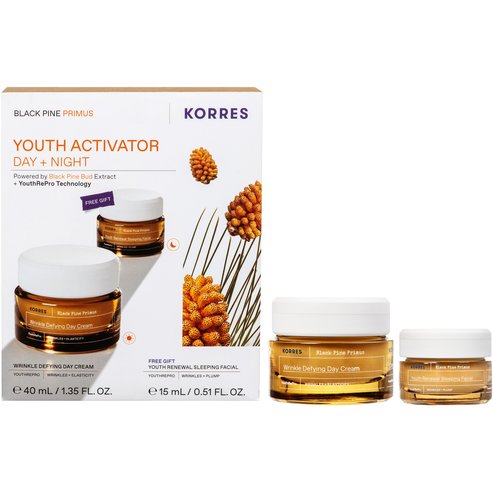 Korres Promo Black Pine Primus Wrinkle Defying Face Day Cream 40ml & Подарък Youth Renewal Sleeping Facial Cream 15ml