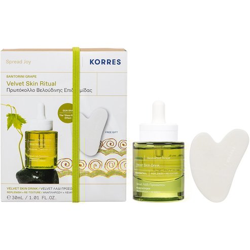 Korres Promo Santorini Grape Velvet Skin Drink Face Dry Oil 30ml & Подарък Gua Sha Massage Tool 1 бр