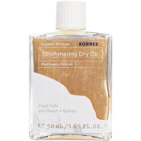 Korres Aegean Bronze Illuminate & Nourish Shimmering Dry Oil Сухо масло за лице, коса и тяло за бронзов блясък с характерния аромат на егейски бронз 50ml