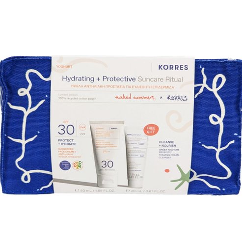Korres Promo Yoghurt  Sunscreen Face Cream Protect & Hydrate Spf30, 50ml & Подарък Foaming Cream Cleanser with Pre + Probiotics 20ml & торбичка 1 бр