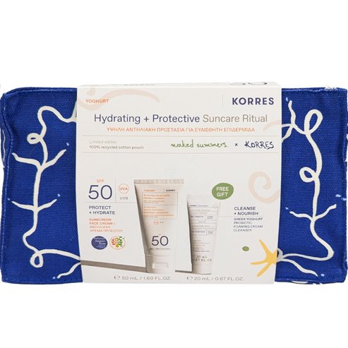 Korres Promo Yoghurt Sunscreen Face Cream Protect & Hydrate Spf50, 50ml & Подарък Foaming Cream Cleanser with Pre + Probiotics 20ml & торбичка 1 бр