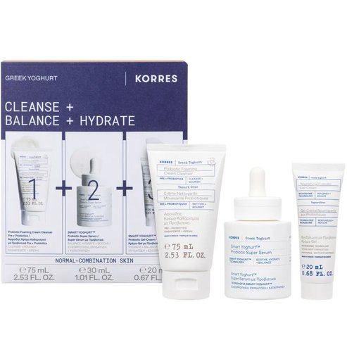 Korres Promo Travel Size Greek Yoghurt Probiotic Foaming Cream Cleanser 75ml & Smart Probiotic Super Serum 30ml & Gel-Cream 20ml