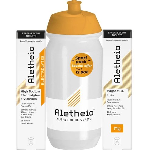 Vican Promo Aletheia High Sodium Electrolytes + Vitamins 18 еферв. табл. & Magnesium + Vitamin B6 20 еферв. табл. + Подарък спортна бутилка 500ml ,1 брой