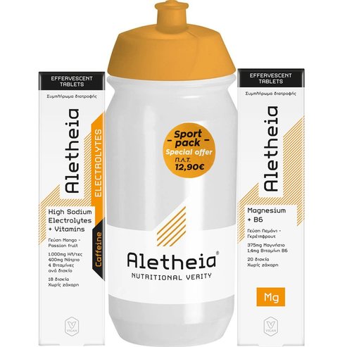 Vican Promo Aletheia High Sodium Electrolytes + Vitamins + Caffeine 18 Effer.tabs & Magnesium + Vitamin B6 20 Effer.tabs & Подарък Sport Bottle 500ml 1 бр