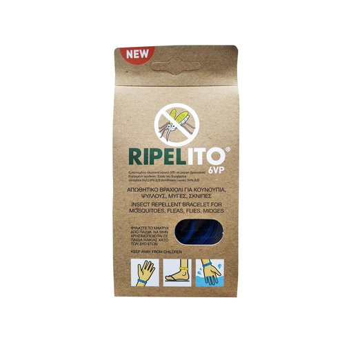 Ripelito 6VP Отблъскваща гривна за комари, бълхи, мухи, комари и други насекоми в различни цветове 1бр