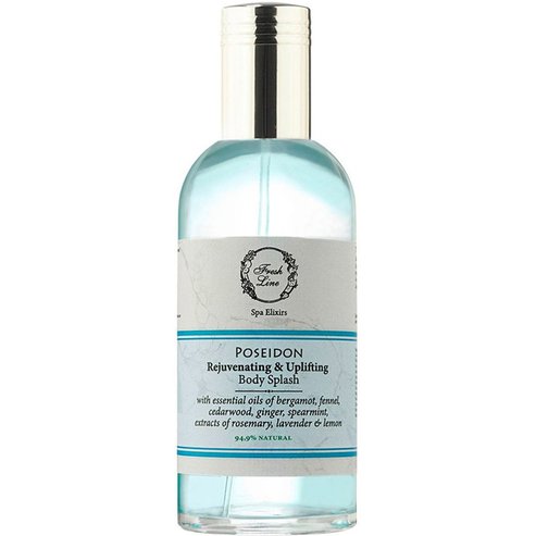 Fresh Line Spa Elixirs Poseidon Rejuvenating & Uplifting Body Splash ароматен mist за тяло Poseidon с етерични масла от бергамот, кедрово дърво и джинджифил за освежаване и тонизиране 100ml