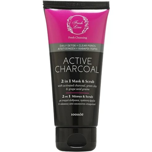 Fresh Line Fresh Cleansing Active Charcoal 2 In 1 Mask & Scrub Маска & Ексфолиант 2 в 1 с Активен Въглен за Всички Типове Кожа 100ml