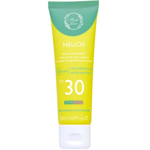 Fresh Line Helios Face Tinted Spf30 Sunscreen Cream Тониран слънцезащитен крем за лице с висока степен на защита с екстракти от бодлива круша, органична краставица и диня 50ml