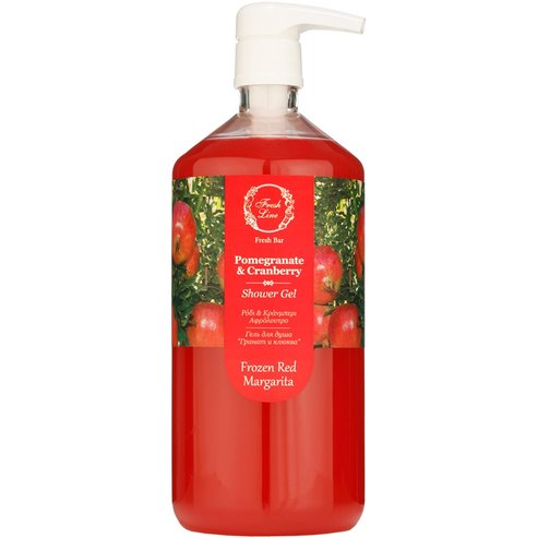 Fresh Line Fresh Bar Pomegranate & Cranberry Shower Gel Frozen Red Margarita Плодов & ободряващ душ гел за тяло с натурален състав с нар & червена боровинка, с помпа 1Lt
