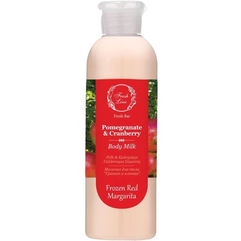 Fresh Line Fresh Bar Pomegranate & Cranberry Body Milk Плодов и освежаващ лосион за тяло с натурални съставки с нар и червена боровинка 200ml - Frozen Red Margarita