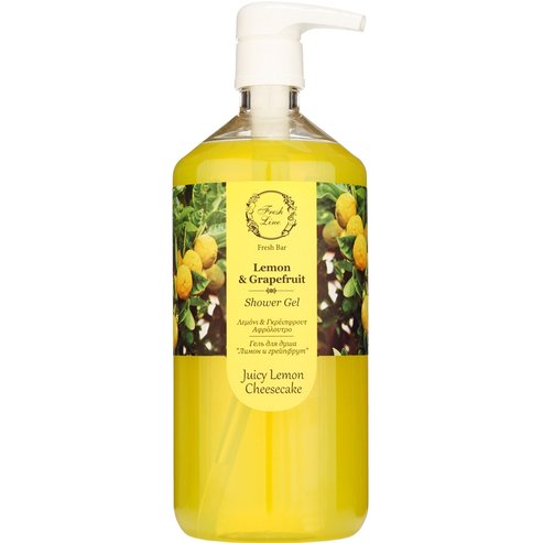Fresh Line Fresh Bar Lemon & Grapefruit Shower Gel Juicy Lemon Cheesecake Свеж и ободряващ душ-гел за тяло с натурален състав с Лимон & Грейпфрут 1Lt