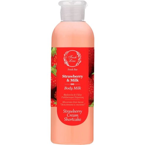 Fresh Line Fresh Bar Strawberry & Milk Body Milk Ароматен и плодов лосион за тяло с натурални съставки с ягода и мляко 200ml - Strawberry Cream Shortcake