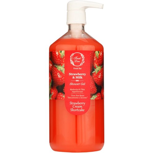 Fresh Line Fresh Bar Strawberry & Milk Shower Gel Strawberry Cream Shortcake Ароматен и плодово освежаващ душ гел с ягоди и мляко 1Lt