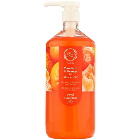 Fresh Line Fresh Bar Mandarin & Orange Shower Gel Sweet Mandarin Jelly Освежаващ и ободряващ душ-гел за тяло с натурален състав с Мандарина & Портокал 1Lt