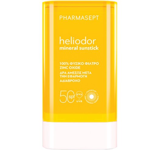 Pharmasept Heliodor Spf50 Mineral Face & Body Sunstick Слънцезащитен стик за лице & тяло с висока защита от цинков оксид 25g
