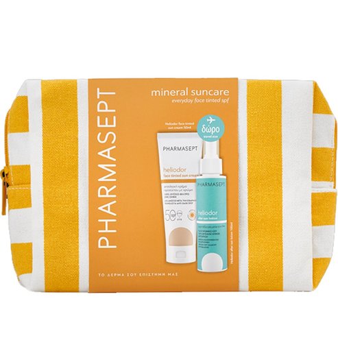 Pharmasept Promo Heliodor Tinted Face Sun Cream Spf50, 50ml & Подарък Travel Size Moisturizing & Soothing After Sun Lotion with Cucumber & Hyaluronic Acid 100ml & торбичка 1 бр