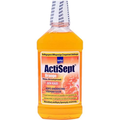 Actisept Orange Mouthwash Ежедневна флуорна вода за уста с леко антисептично действие с вкус на портокал 500ml