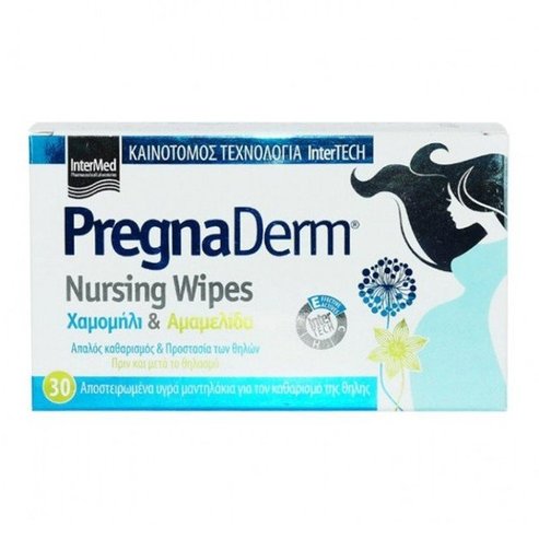 Intermed PregnaDerm Nursing Wipes подарък Стерилни мокри кърпички за почистване на зърната 30 Wipes