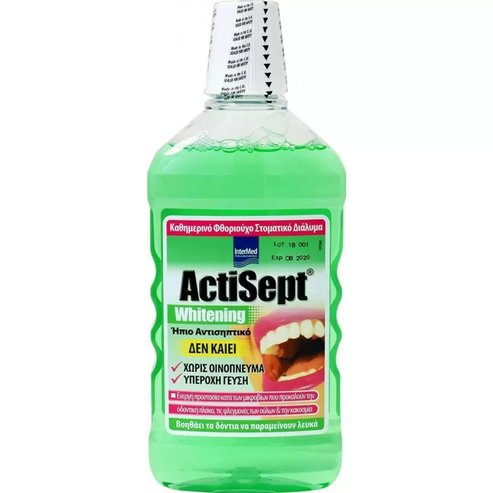 Actisept Whitening Ежедневна флуоридна вода за уста за бели зъби 500 мл